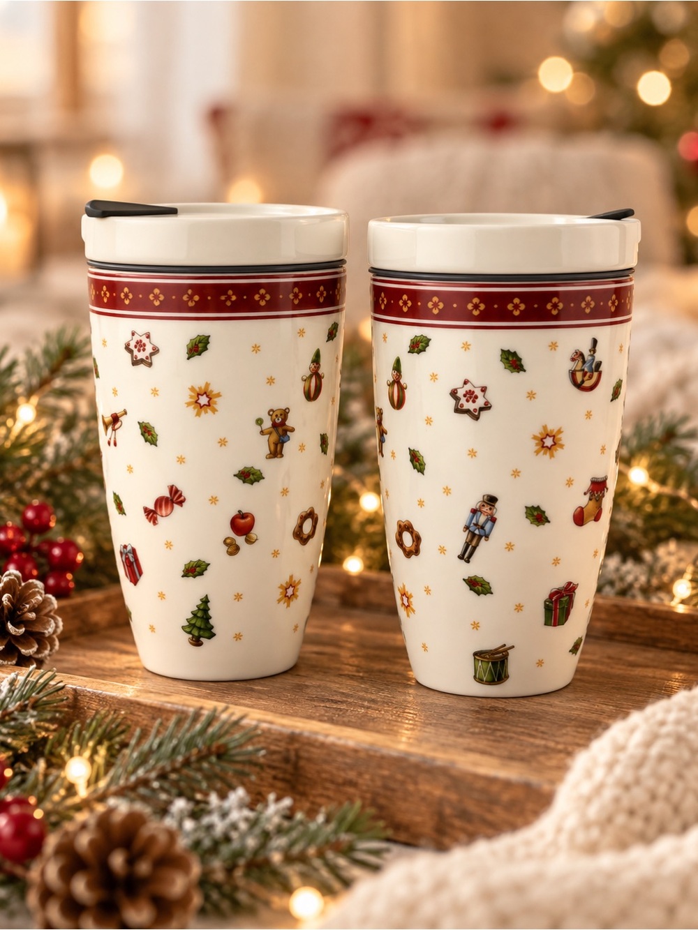 Villeroy & Boch Christmas Coffee To Go Mugs Set of 2 New Holiday Porcelain